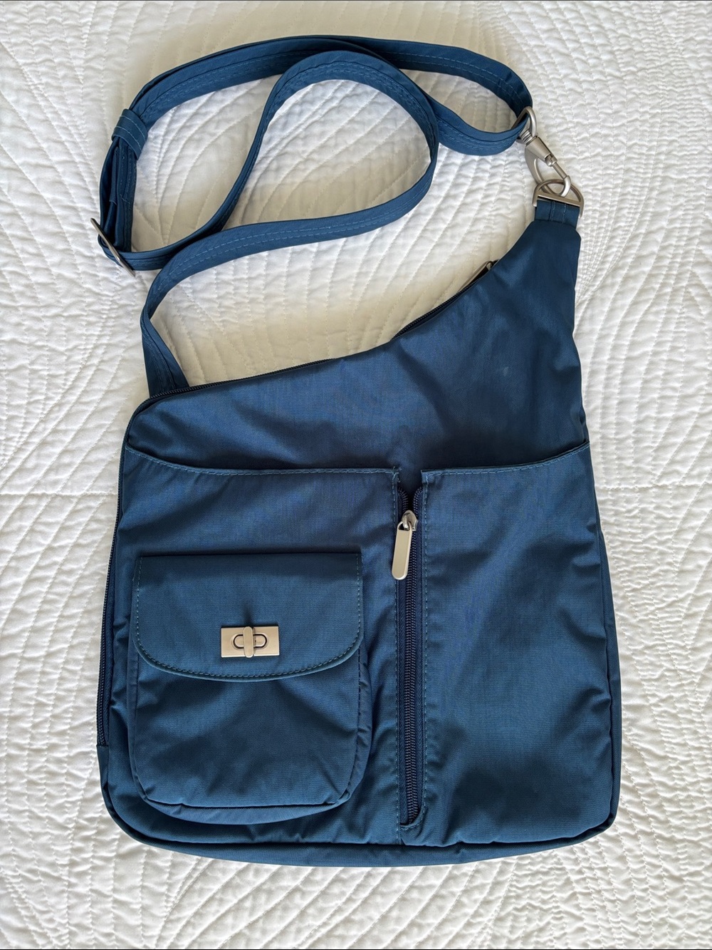 Magellan's Teal Blue Vault Pro RFID Gateway Bag Purse Satchel Shoulder Travel